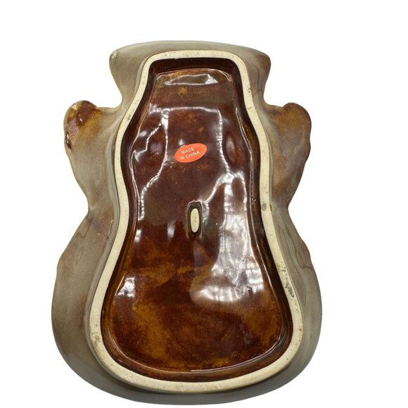 Christmas Snowman Candy Dish Plate Ceramic Pottery Trinket Holly Scarf Green Red - Picture 5 of 6